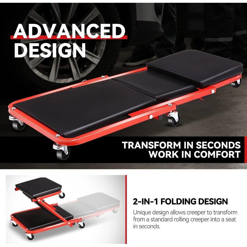 Foldable Z Creeper 2in1 Rollin - Garage Creeper Roller reseña y precio