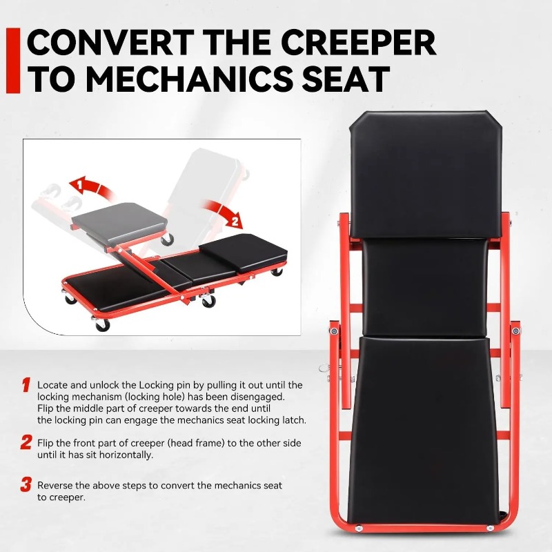 Foldable Z Creeper 2in1 Rollin - Garage Creeper Roller reseña y precio