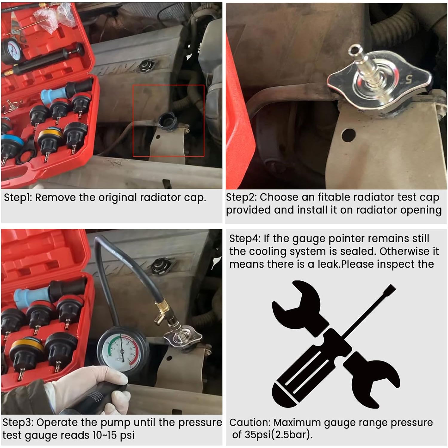Car Water Tank Pressure Gauge  - Radiator Pressure Tester reseña y precio