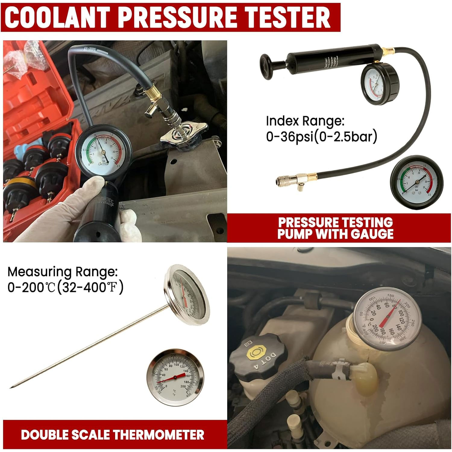 Car Water Tank Pressure Gauge  - Radiator Pressure Tester reseña y precio
