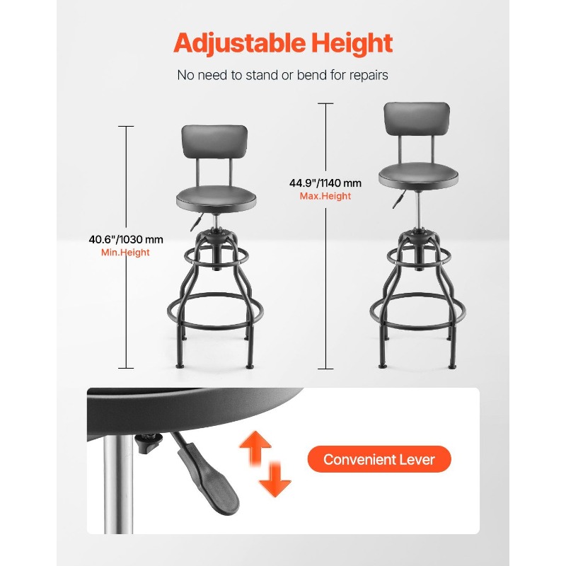 Shop Stool with Backrest, Pneu - Garage Creeper Roller reseña y precio