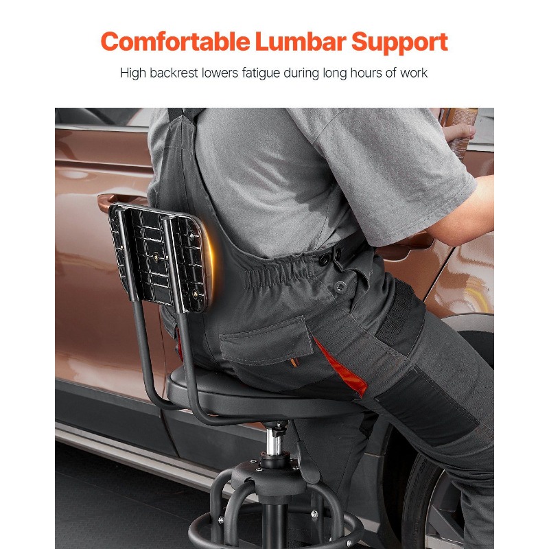 Shop Stool with Backrest, Pneu - Garage Creeper Roller reseña y precio